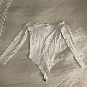 Abercrombie & Fitch White Off the Shoulder Body Suit